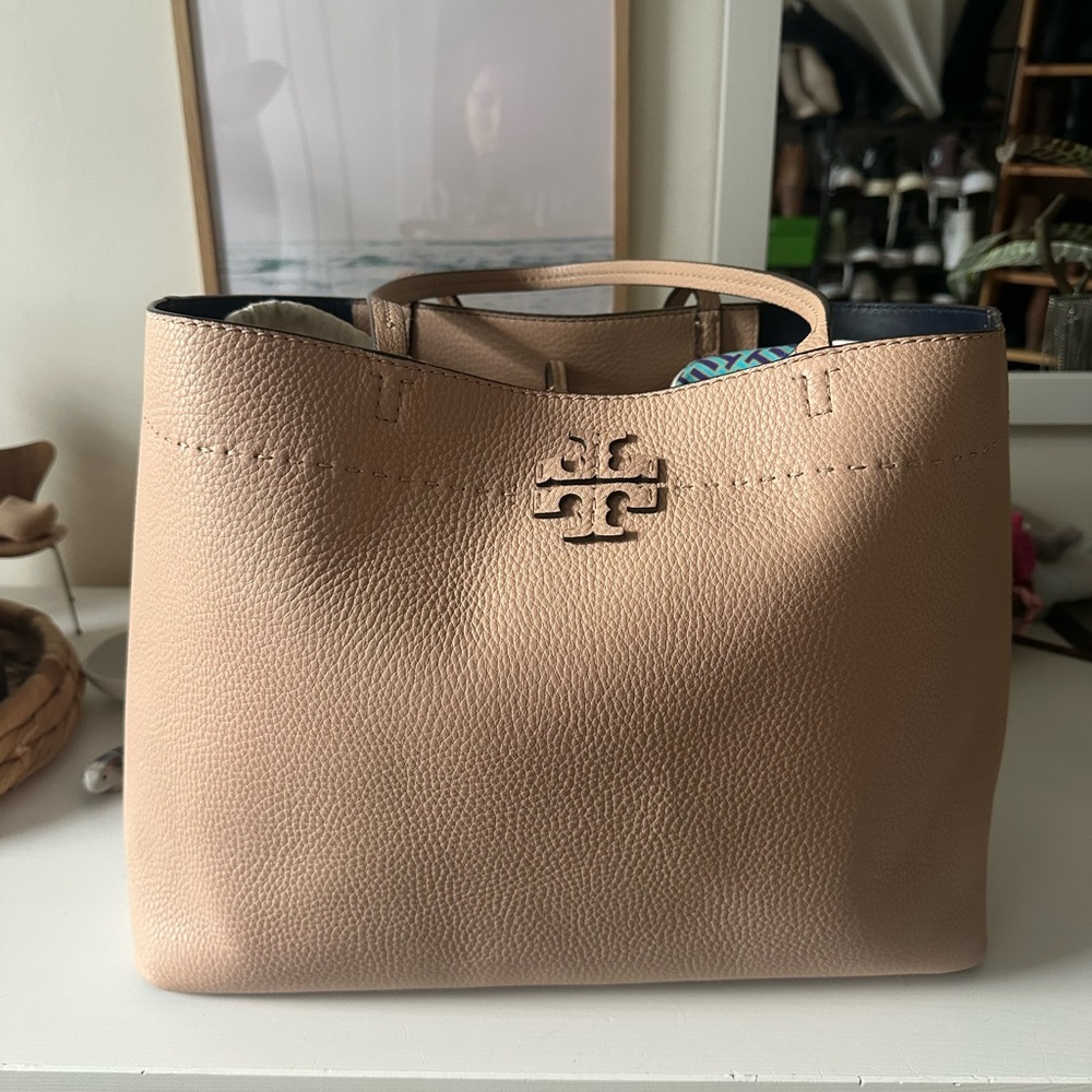 Tory Burch Tan Pebbled Leather Tote
